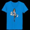 Ladies’  Junior Fine Jersey V-Neck Longer Length T-Shirt Thumbnail